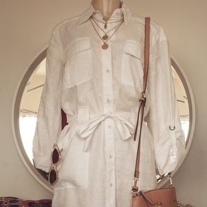 Richard Malcom White Linen Vintage Dress